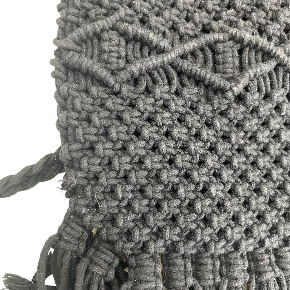 Danielle Nicole Macrame Handbag Black Fringe - image 4